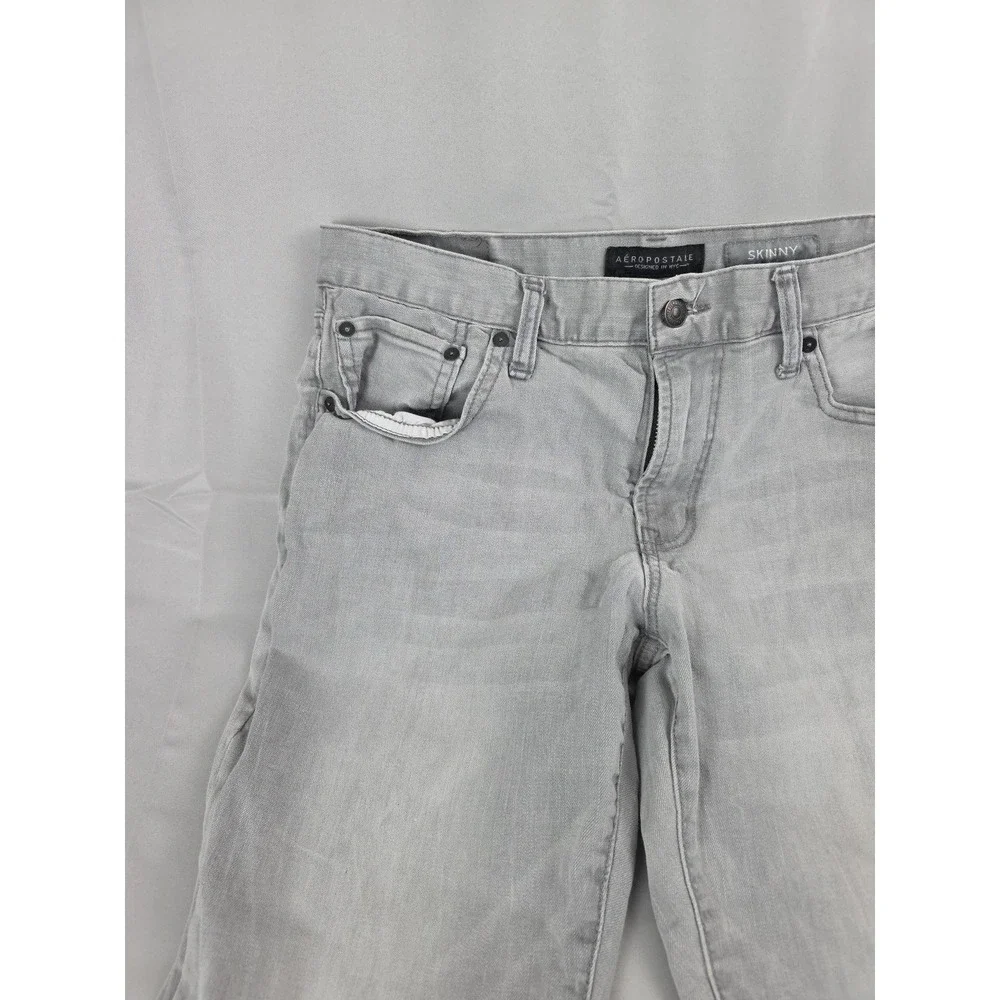 Aeropostale Jeans Skinny Tapered Fit Gray Denim Mens 32x30 Nice Whiskers